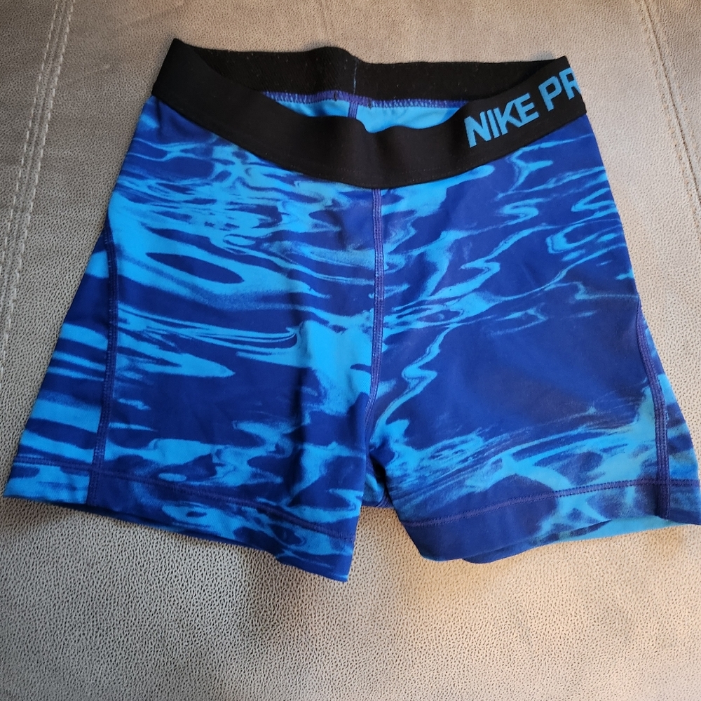 Women's Black/Blue Nike Pro Shorts. Size Small